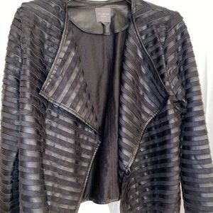 Striped Leather Jacket XL